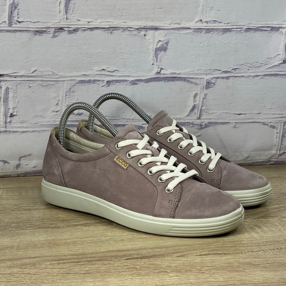 ECCO Soft Lavender Leather Casual Sneakers Women's EU 38 US 7-7.5 Lace-Up Shoes